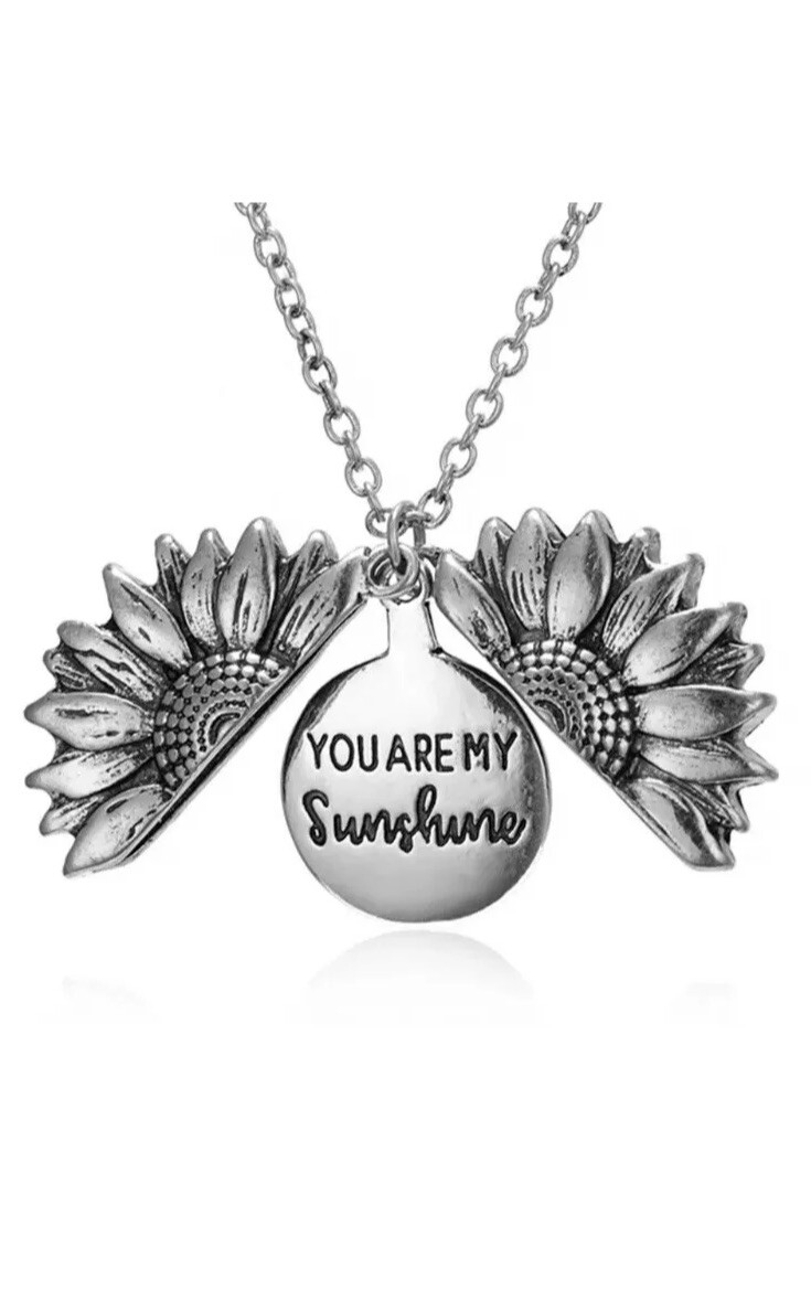 Necklace Jewelry You Are My Sunshine Boho Sunflower Pendant Locket Women Gifts
