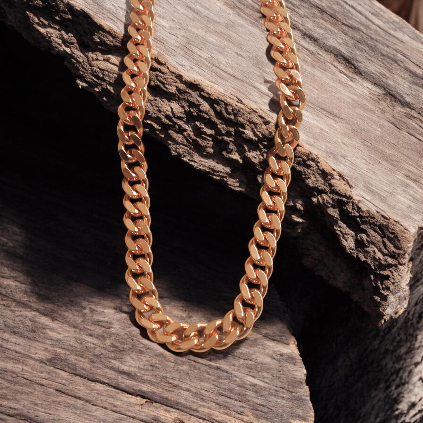 Pure Solid Copper Cuban Curb Chain Link 158gr Heavy 12mm 24″ Chunky Necklace