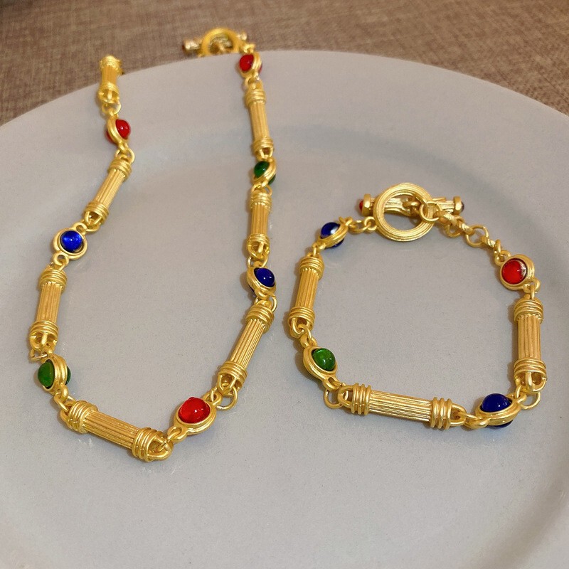 2 set 24K Thai Baht Yellow Gold GP Filled Necklace 18″ Jewelry