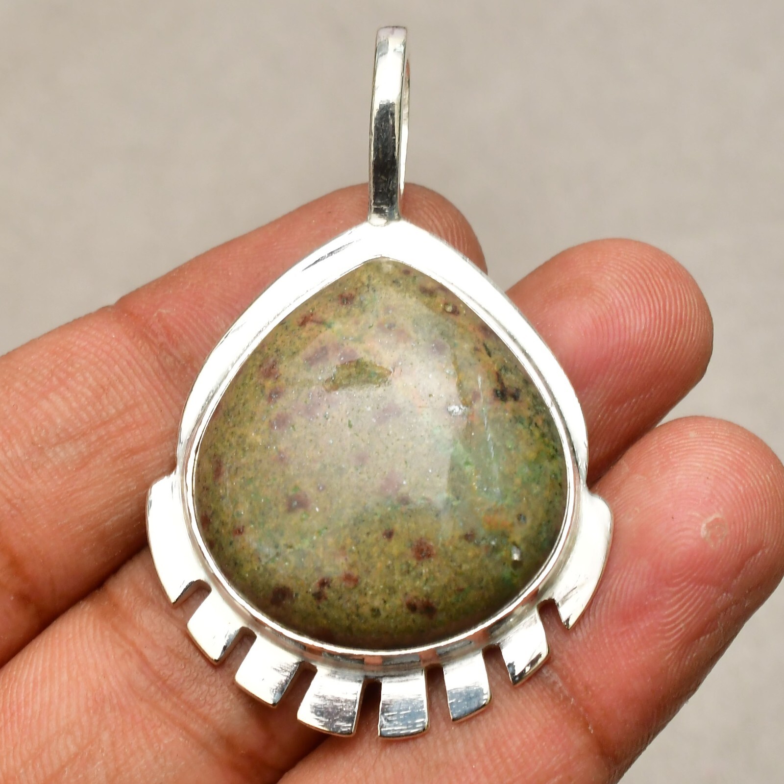Chrysocolla Gemstone 925 Sterling Silver Handmade Jewelry Pendant 1.97″
