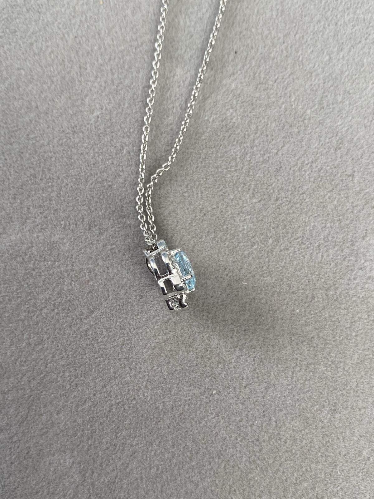 Blue Topaz and CZ Necklace Pendant Marked 925 THAILAND FAS