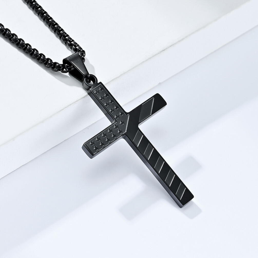American flag cross necklace for men women Stainless Steel USA Pendant chain