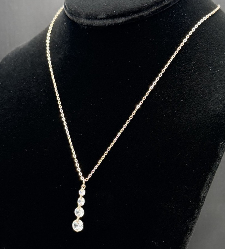 I.N.C. International Concepts Gold-Tone Crystal Graduated Pendant Necklace 20″