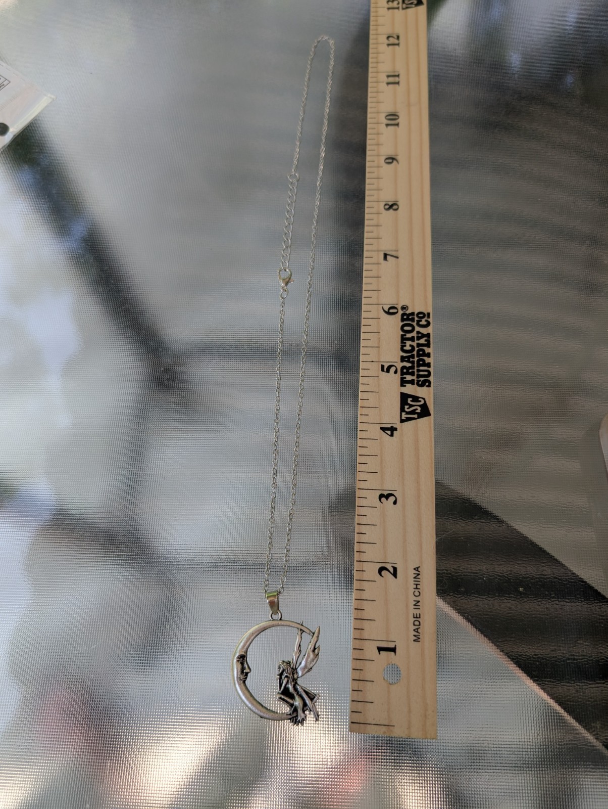Fairy Sitting on the Moon Pendant 1.2″ Necklace 20″ Adjustable Zinc Alloy X30