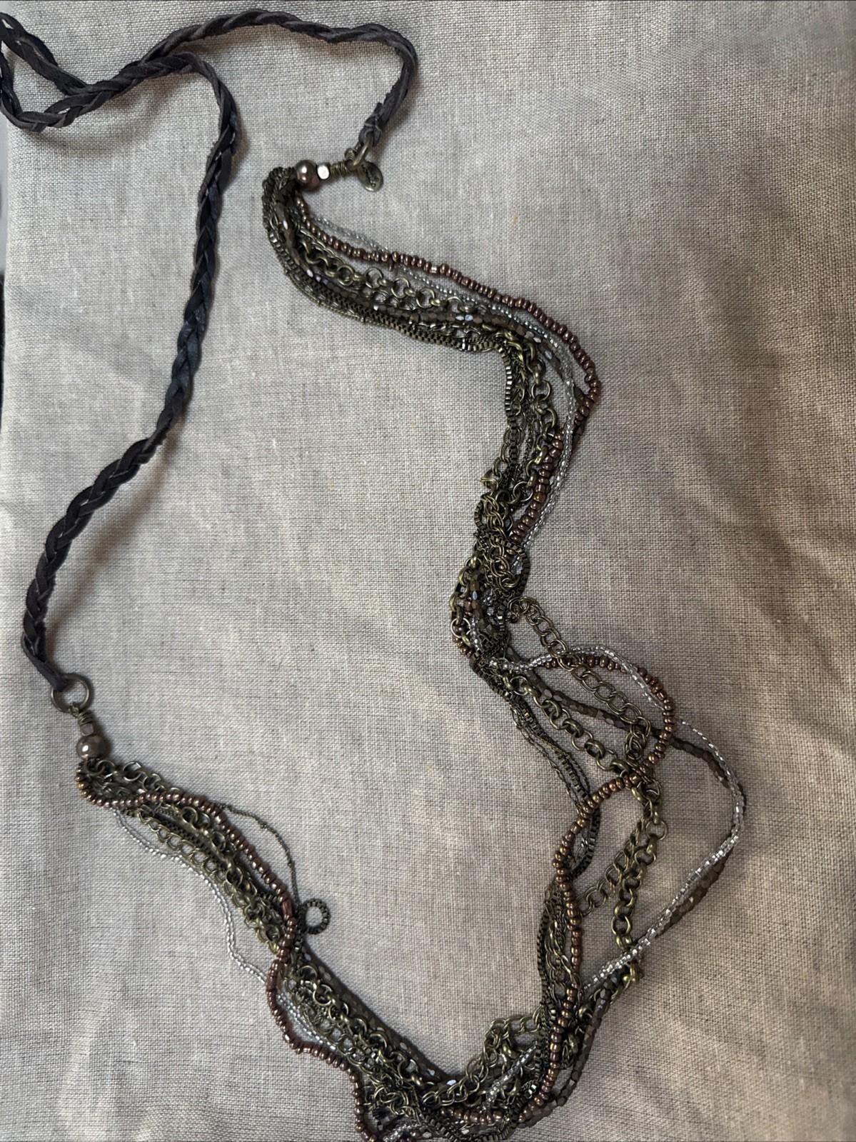 Club Monaco Gorgeous Leather And Beads Necklace