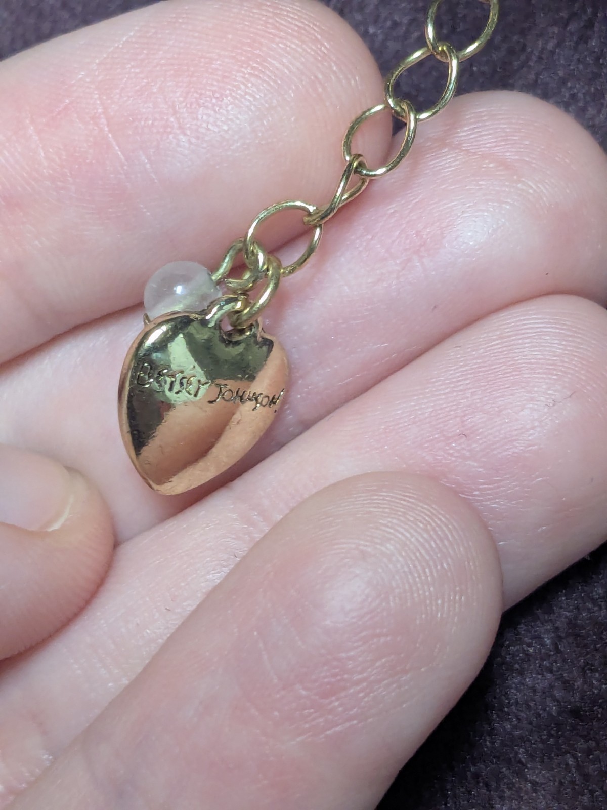 Betsey Johnson Green Apple Locket Pendant Necklace Rhinestone Heart Ladybug