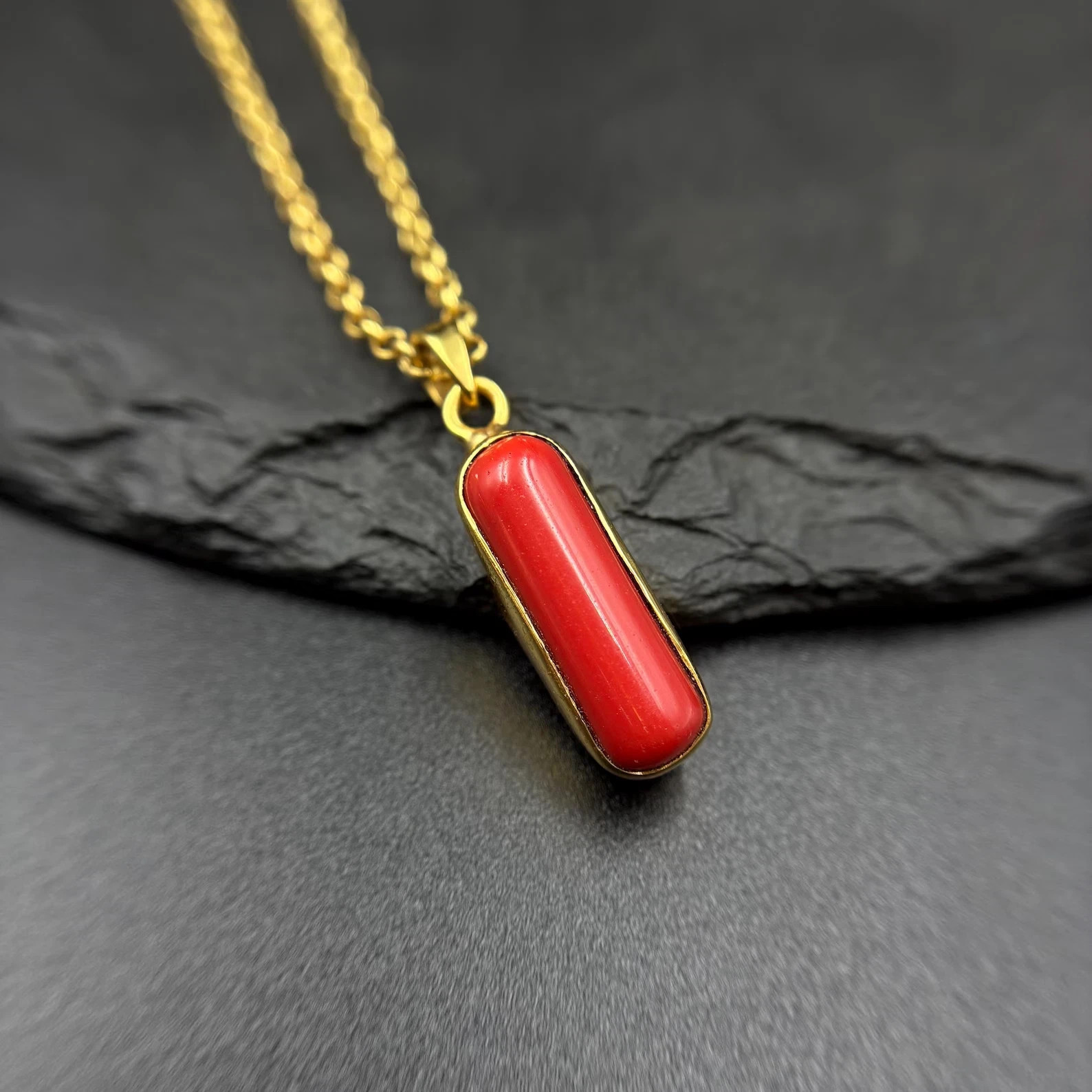 Natural Red Coral (Moonga) Pendant | Certified Gems | Healing Rich Red Elegance