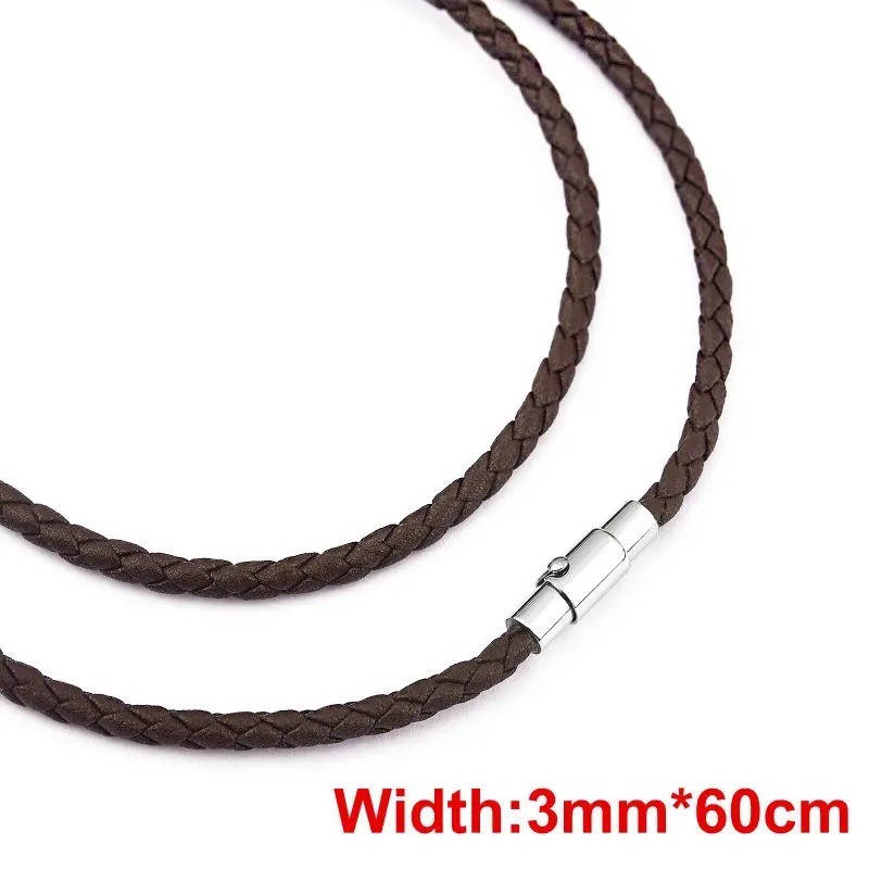 Leather Wax Cord Necklace 45/50/60cm Stainless Steel Clasp for Pendants