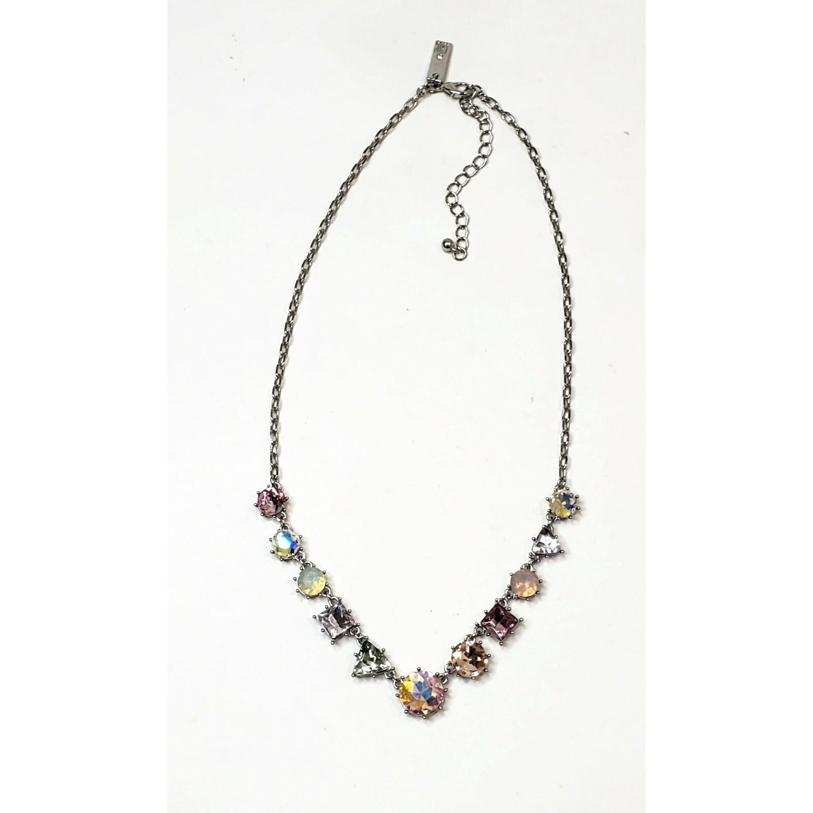 INC International Concepts Faceted Glass Stone Silver Tone Necklace 20″