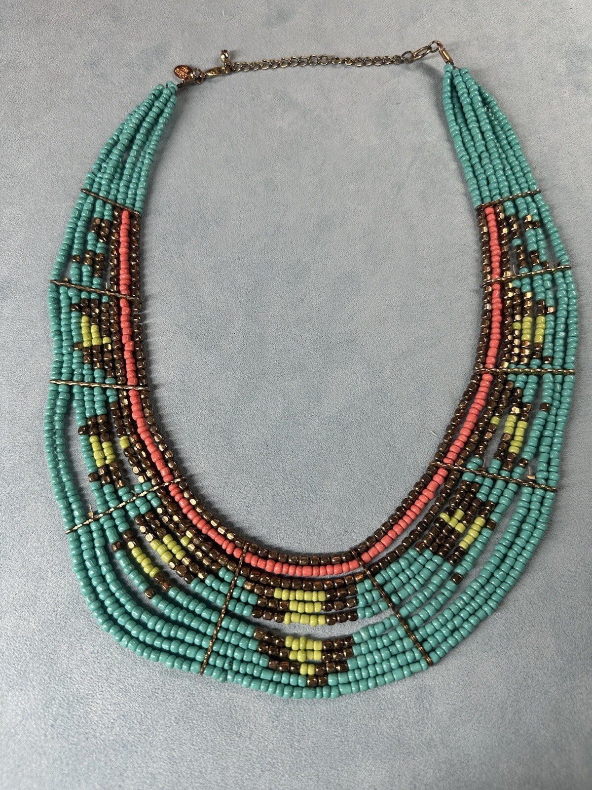 Cara NY Southwest Boho Beaded Collar Necklace 19”