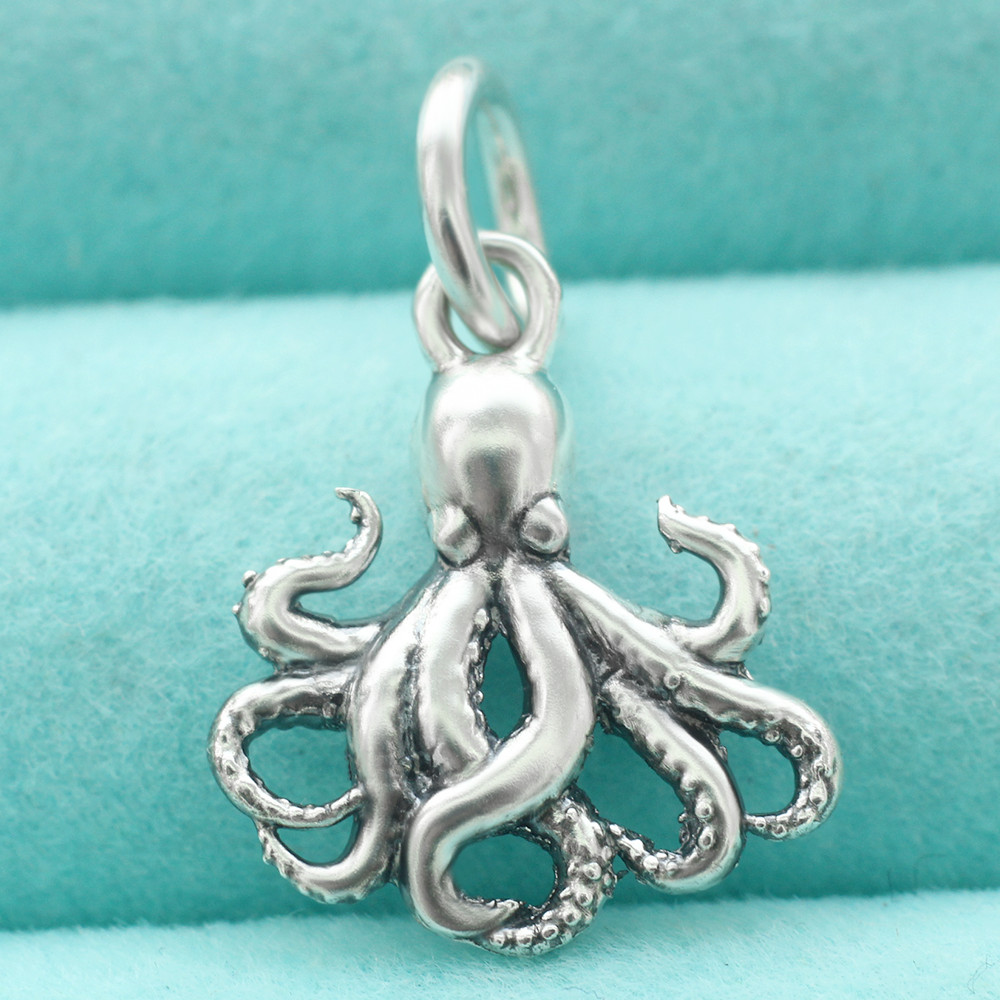 Octopus Pendant Charm 925 Sterling Silver Sea Life Animal Ocean Beach Nautical