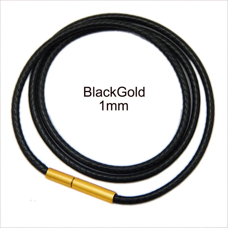 Black Waxed Leather Cord Necklace Braided Choker Chain with Stainless Steel Clas