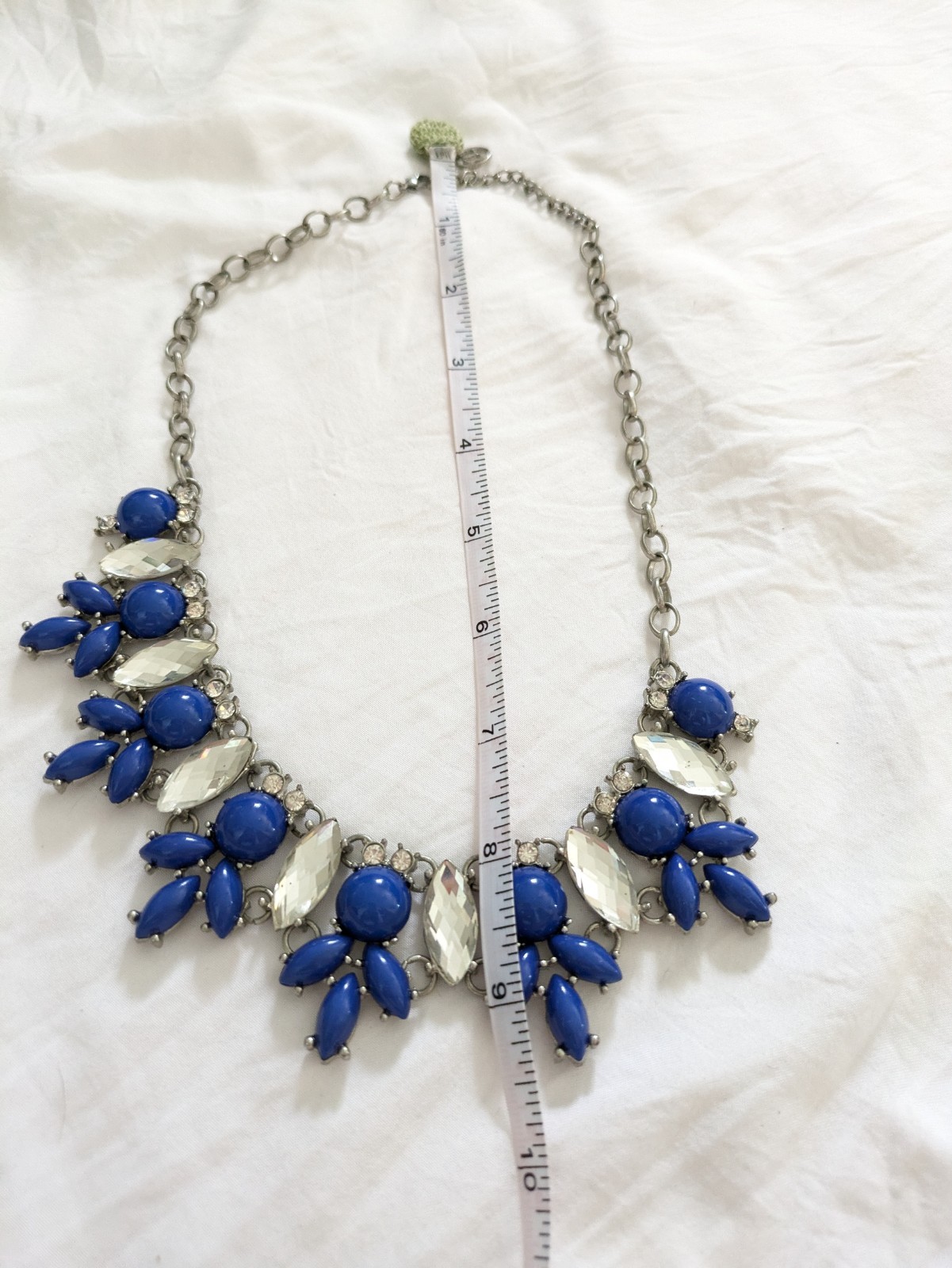 Blue & Crystal Statement Necklace Fashion Jewelry Faceted Acrylic Rhinestones
