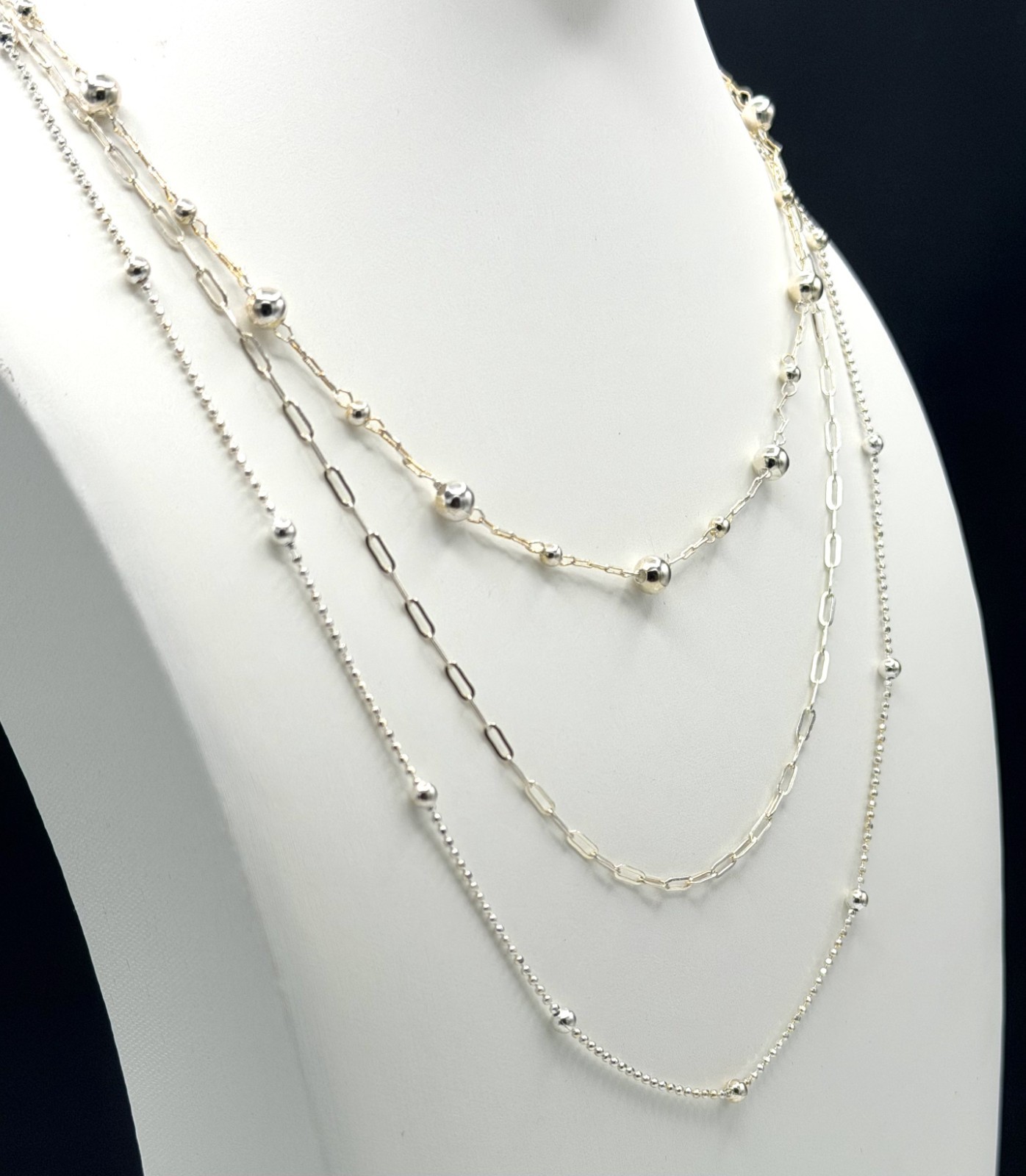 Triple Layer Silver Plated Chain Necklace 16″+2″ Extender Gift Box AND NOW THIS