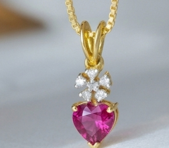 5ct Heart Simulated Pink Ruby/Diamond Anniversary Gift Pendant Rose Gold Plated