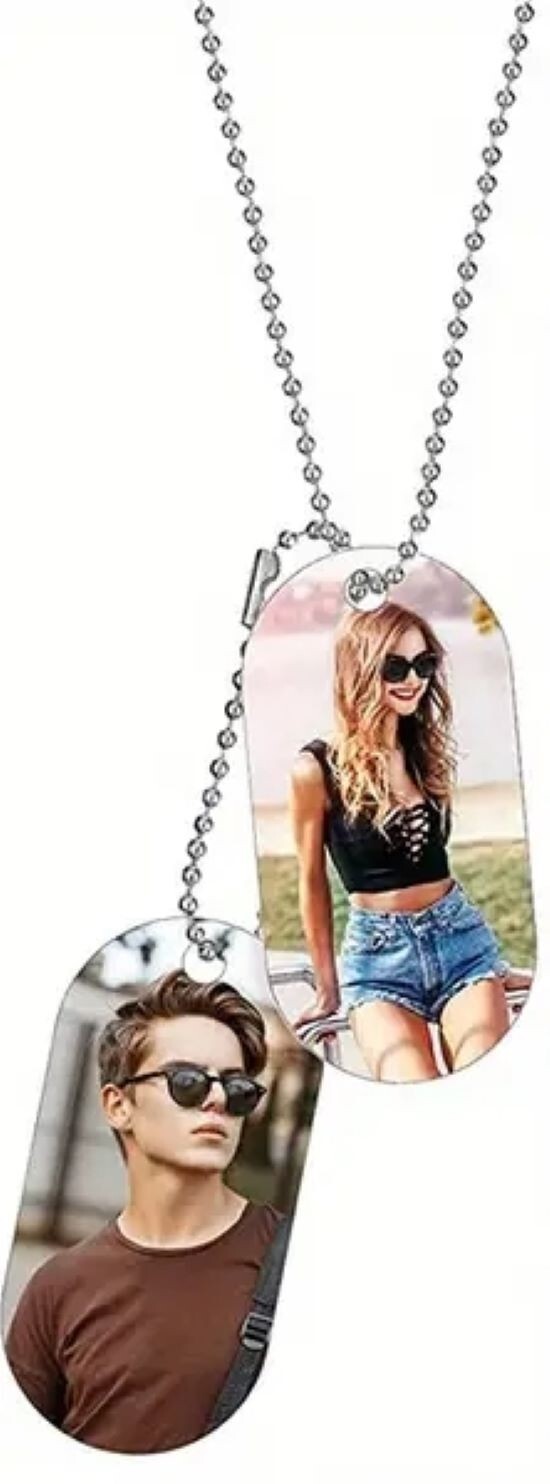 Personalized Custom Photo Necklace Pendant Dog Tag Picture Double Sided Gift