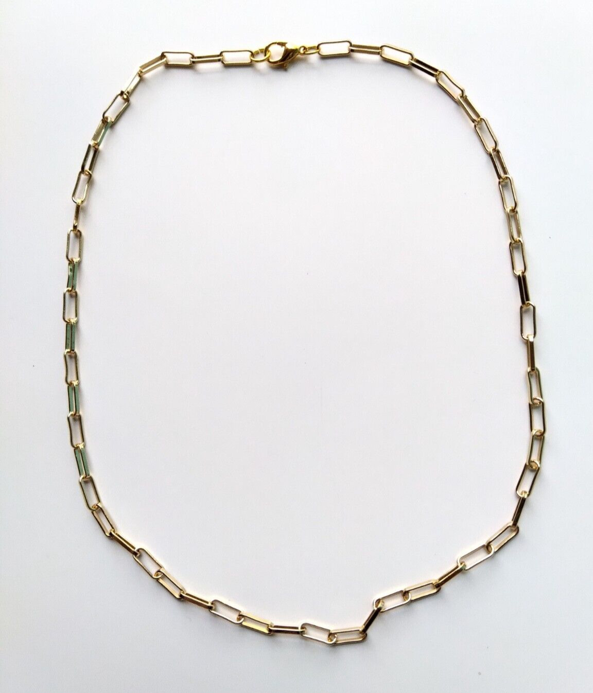 Paperclip Chain Link Necklace 14K Gold Plated Stainless Steel Chain Simple Mod