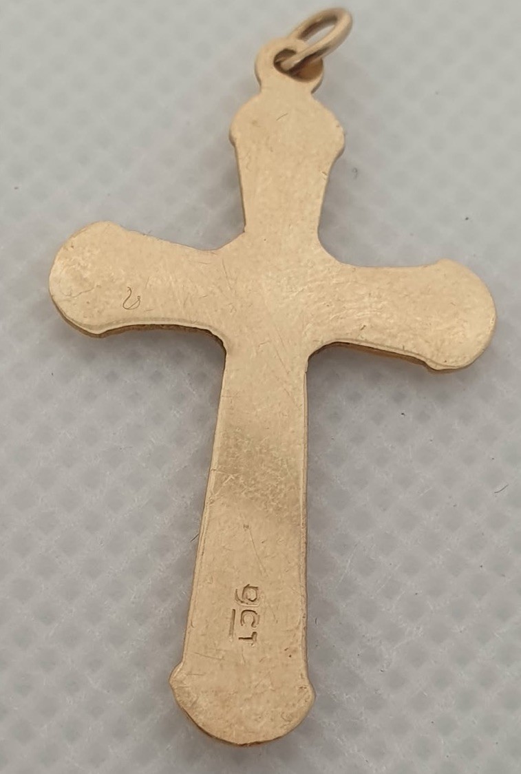 Vintage 9ct Gold Cross Pendant 2g 3.5cm Hallmarked