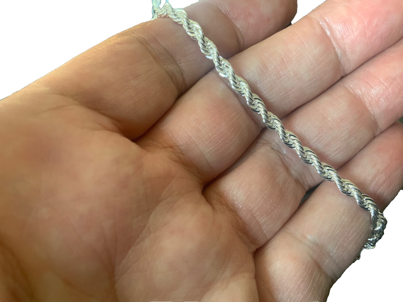 Silver Rope bracelet 7” – Long Lasting Silver Plated – 3mm wide