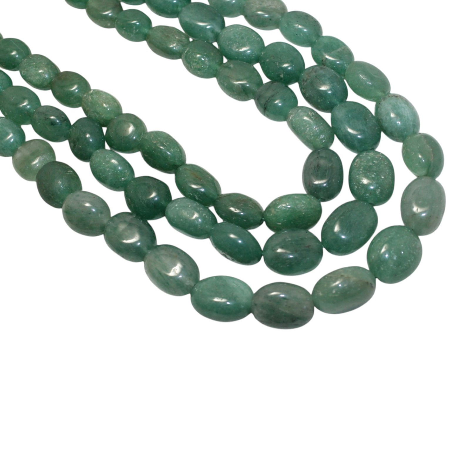 Necklace 3 Line Bunch Strand String Beaded Natural Green Strawberry Quartz M0135