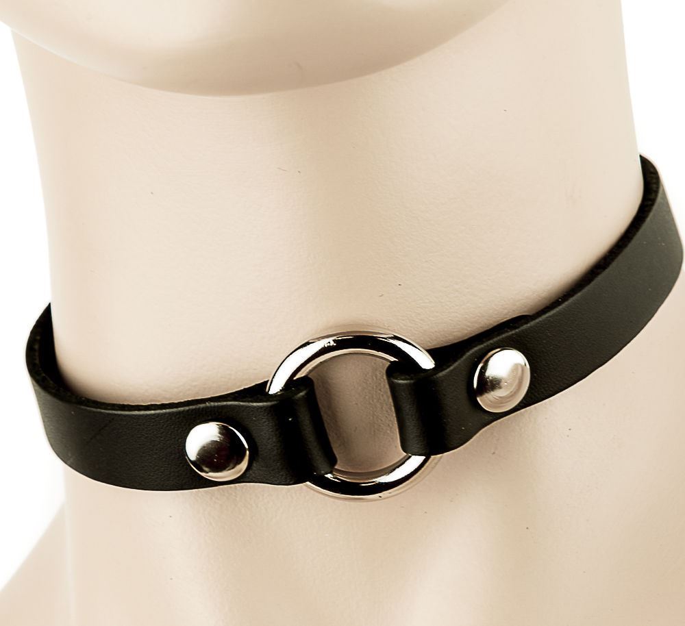 O Ring Genuine Leather Choker Collar Nickel Free Ring Usa Made Punk Goth Rock