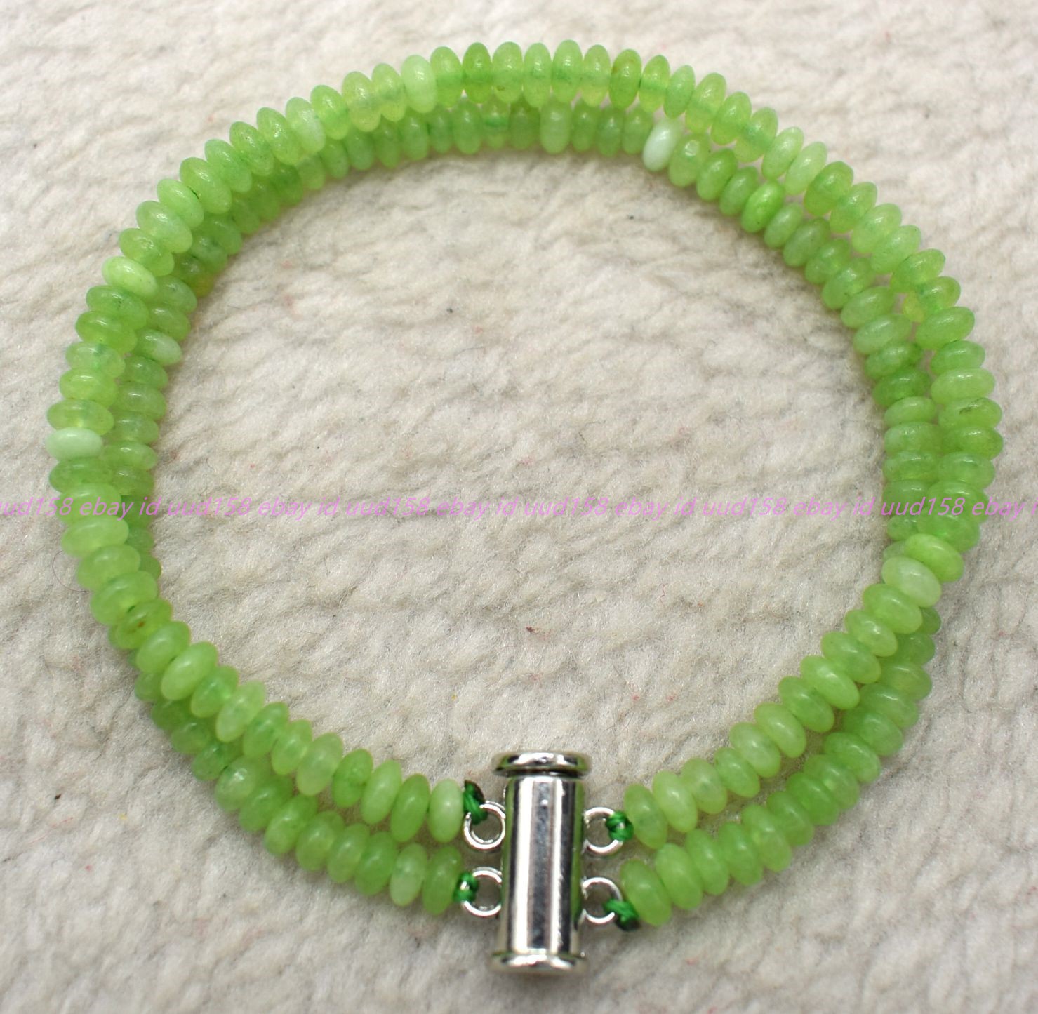 Natural Charming 2 Rows 2x4mm Green Jade Rondelle Necklace Bracelet 18-19/7.5in