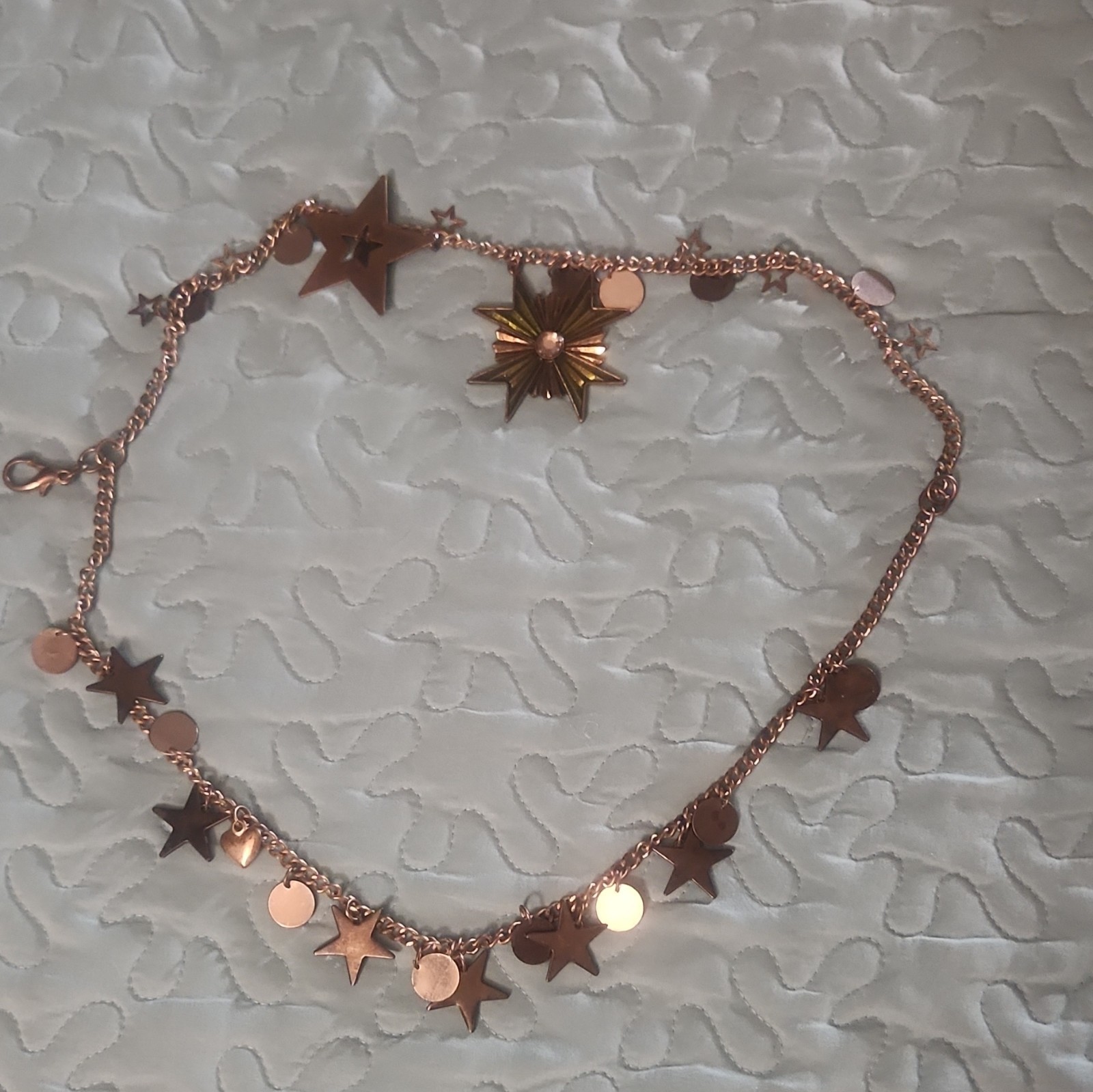 Multiple Layer Metal Star and Heart Necklace with Lobster Clasp