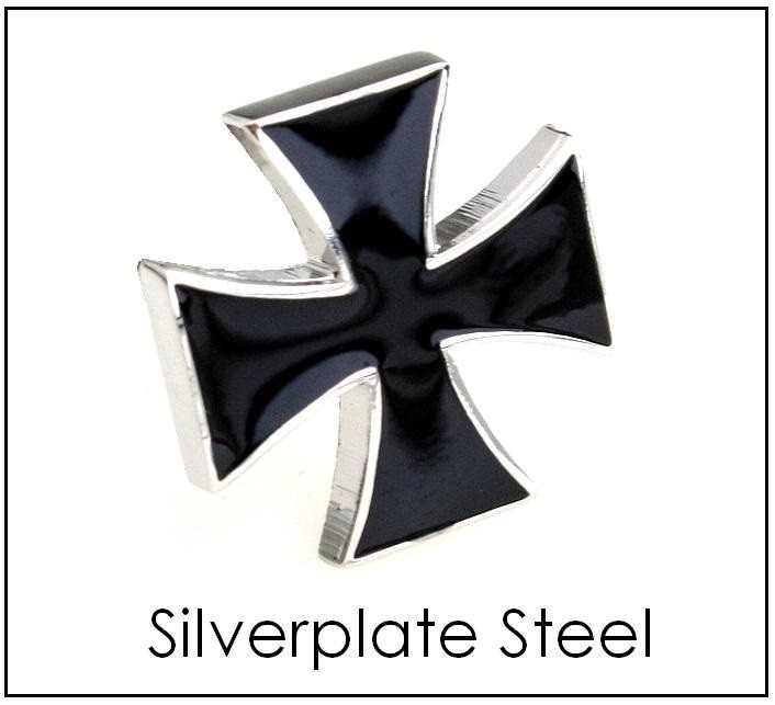 IRON CROSS Necklace – 1″ Silver Steel Pendant – 24″ Stainless Chain