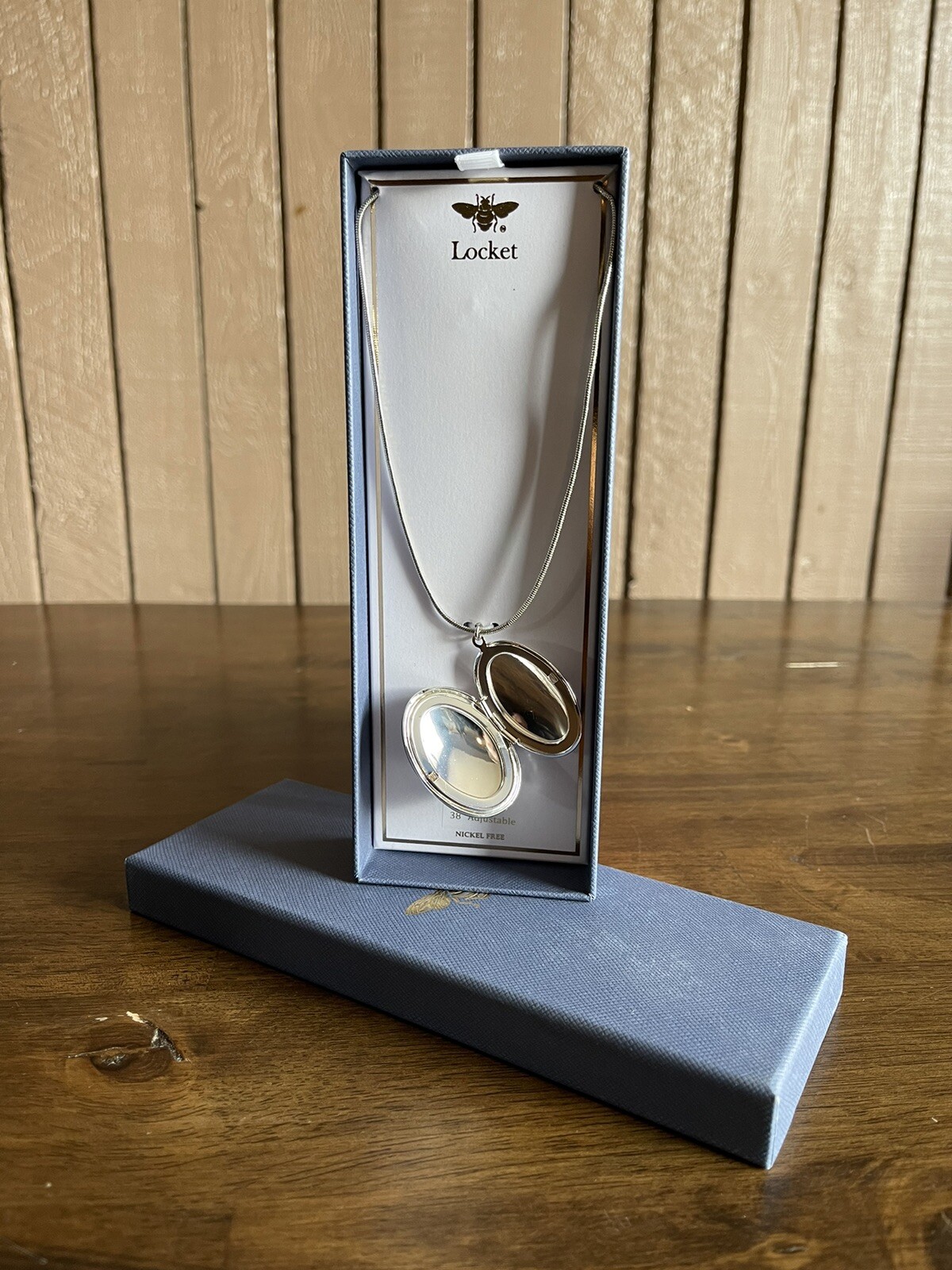 Oval Locket Necklace – 38” Adjustable Necklace – Nickel Free – In Box