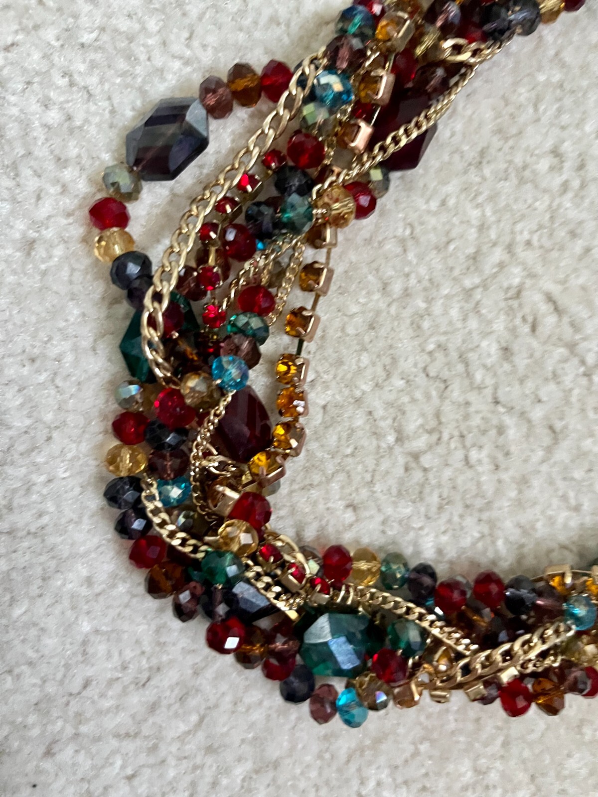 Jeweled Necklace, Layers, Gemstone Statement Jewel