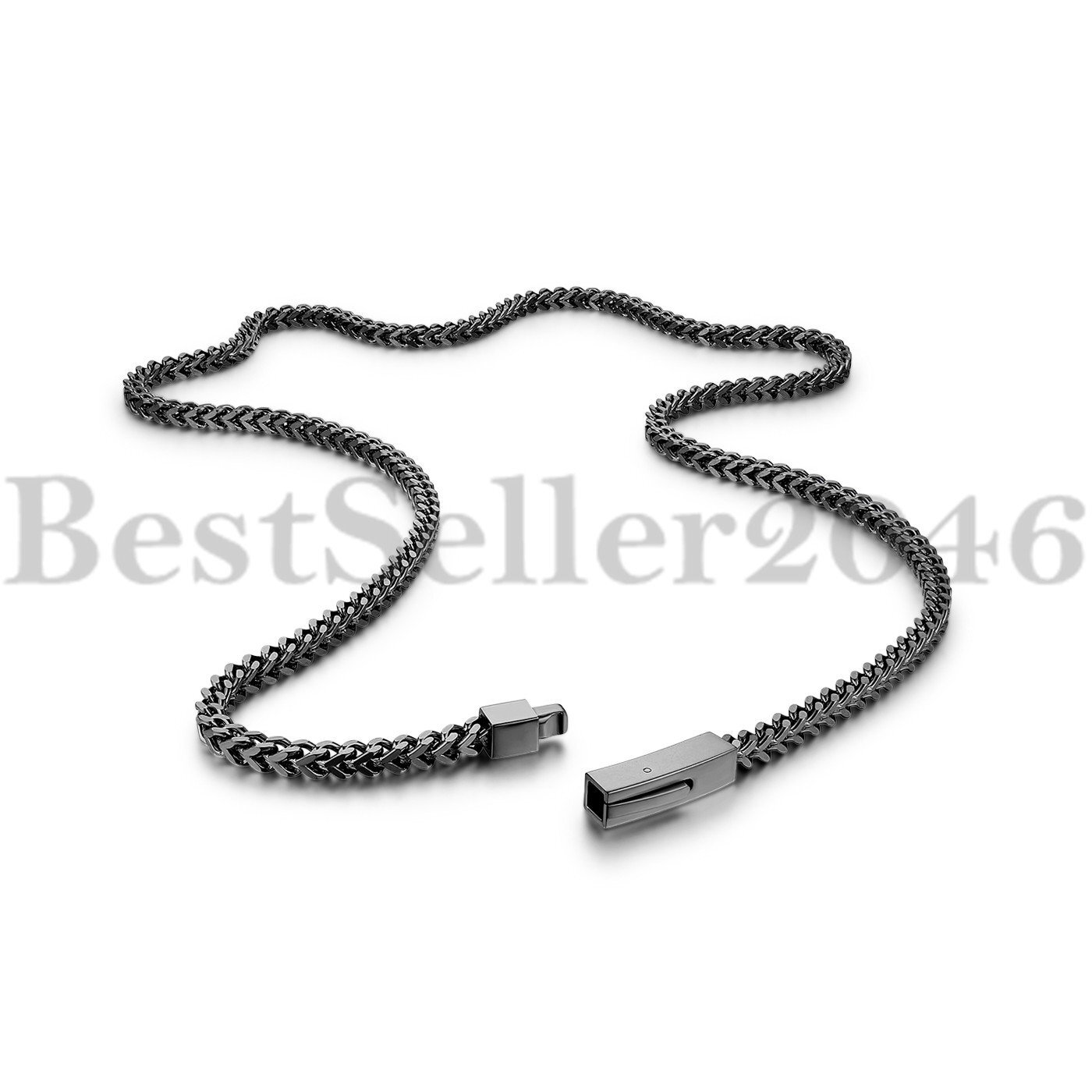 4mm Biker Stainless Steel Franco Chain Necklace for Men Square Box Chain 24″/26″