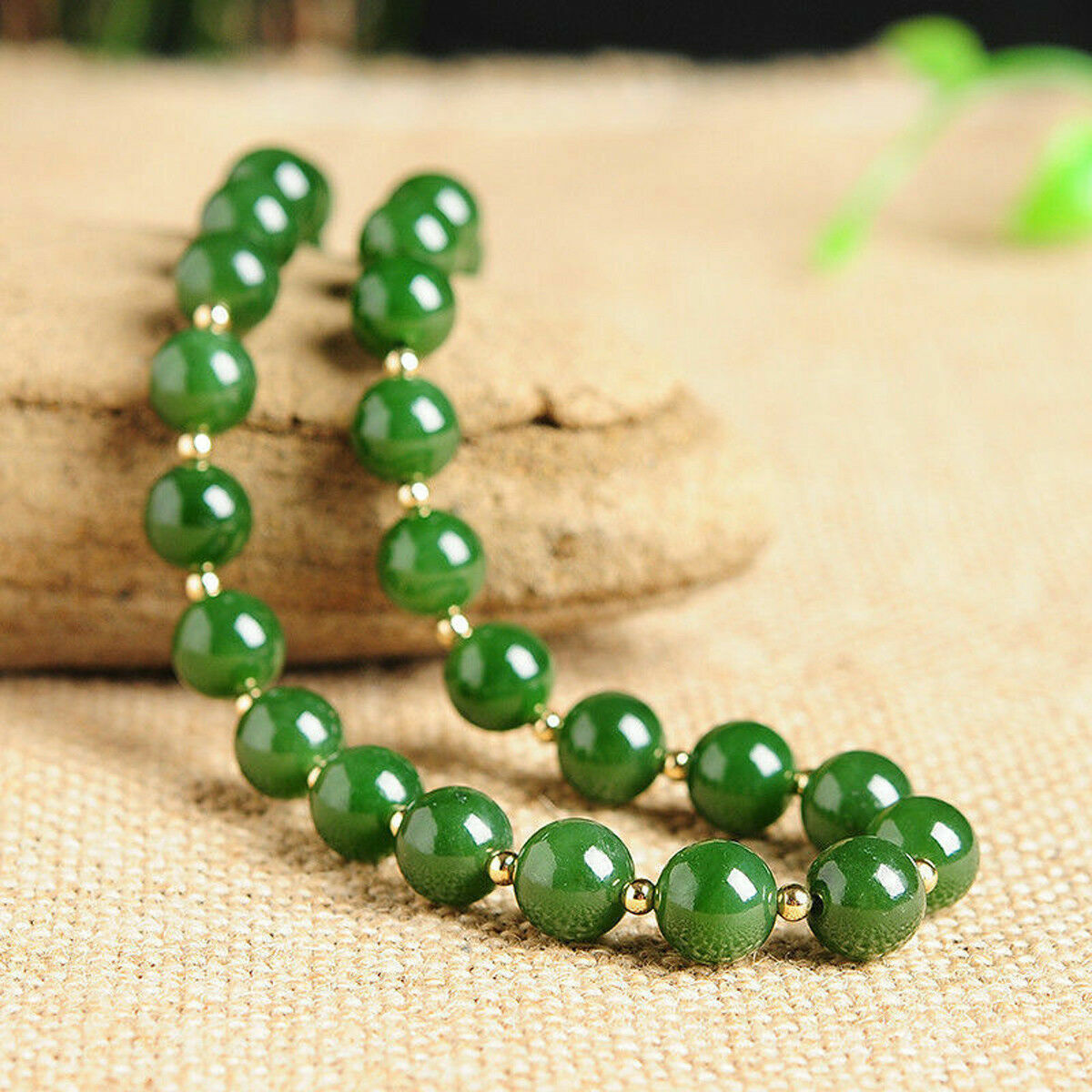 Natural 8mm Green Jade Round Gemstone Beads Necklace 18” AAA++