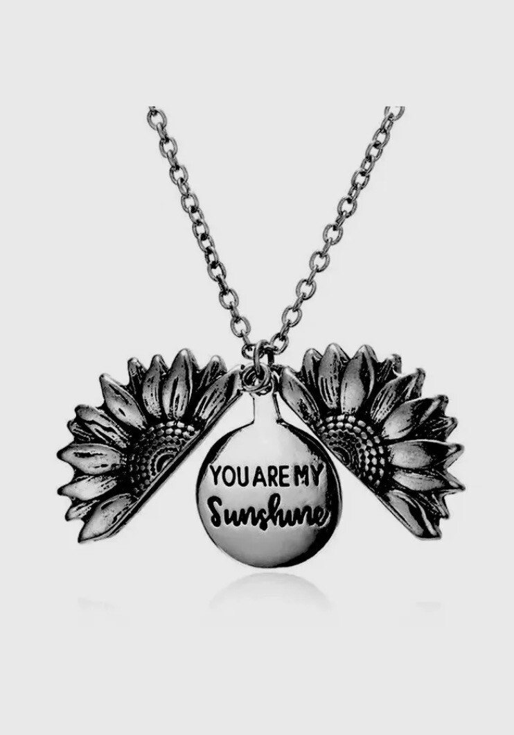 Necklace Jewelry You Are My Sunshine Boho Sunflower Pendant Locket Women Gifts