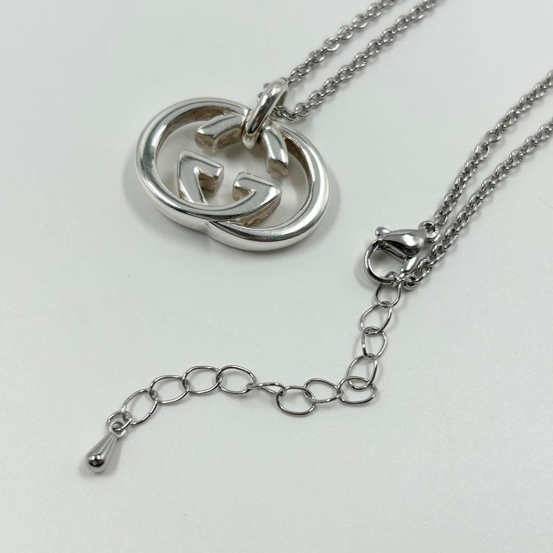 Excellent Gucci GUCCI Necklace Interlocking Silver 925