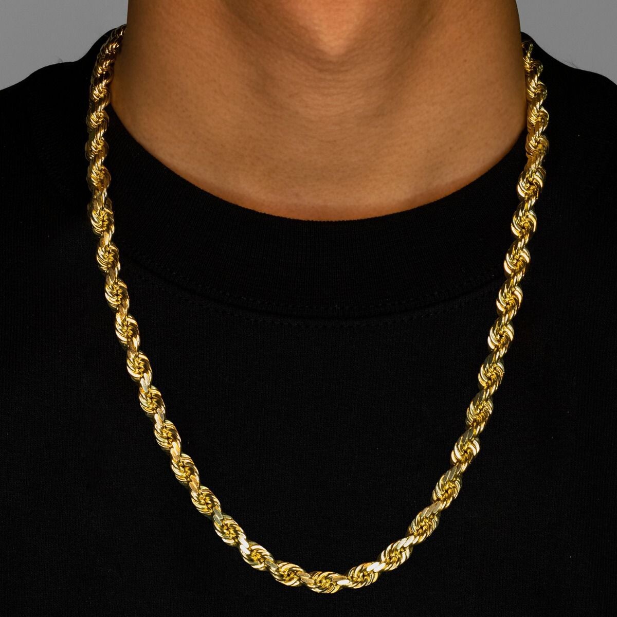 Real Men 10K Yellow Gold Rope Chain Necklace 8mm 24″ Diamond Cut Top Quality