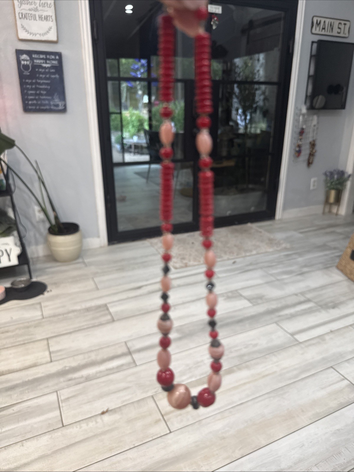 Womens Fashion Multicolor Round Moulded Beaded Collar Necklace w/ Lobster Clasp