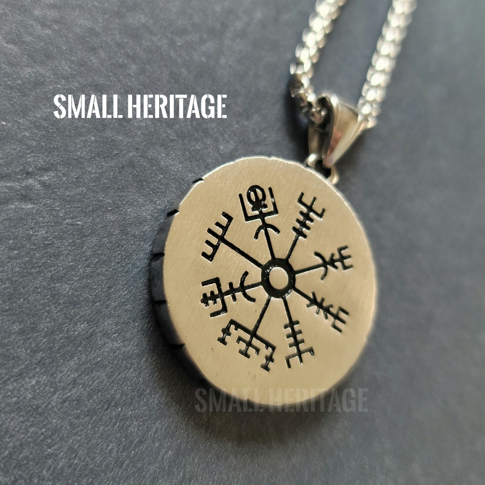 Viking Stainless Steel Necklace Norse Rune Vegvísir Pendant Amulet Valknut Men