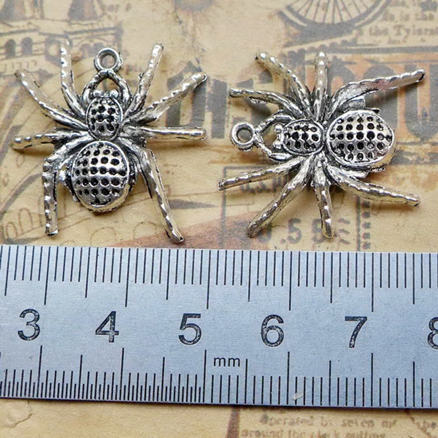 12PCS or 30PCS Antique Silver Spider Charm Pendant, Halloween Charm — DIY Jew
