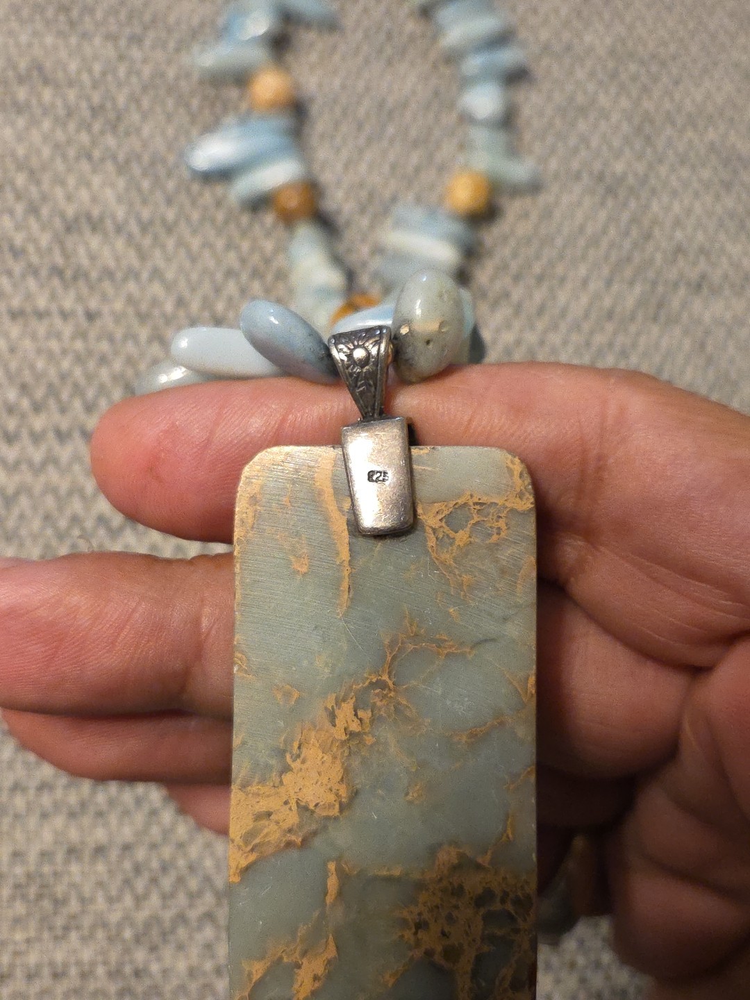 Necklace for Women Unknown Stones & Beads With Jasper Pendant 22”