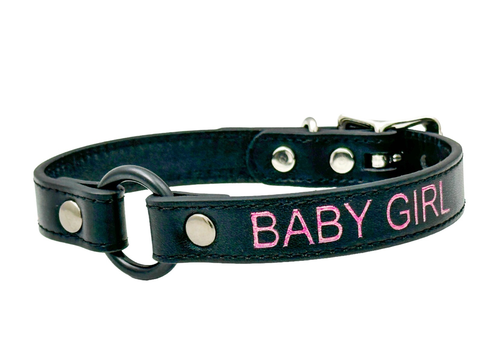 Name Black Ring Choker BDSM Collar Vegan Leather Necklace O Ring Fetish Ball