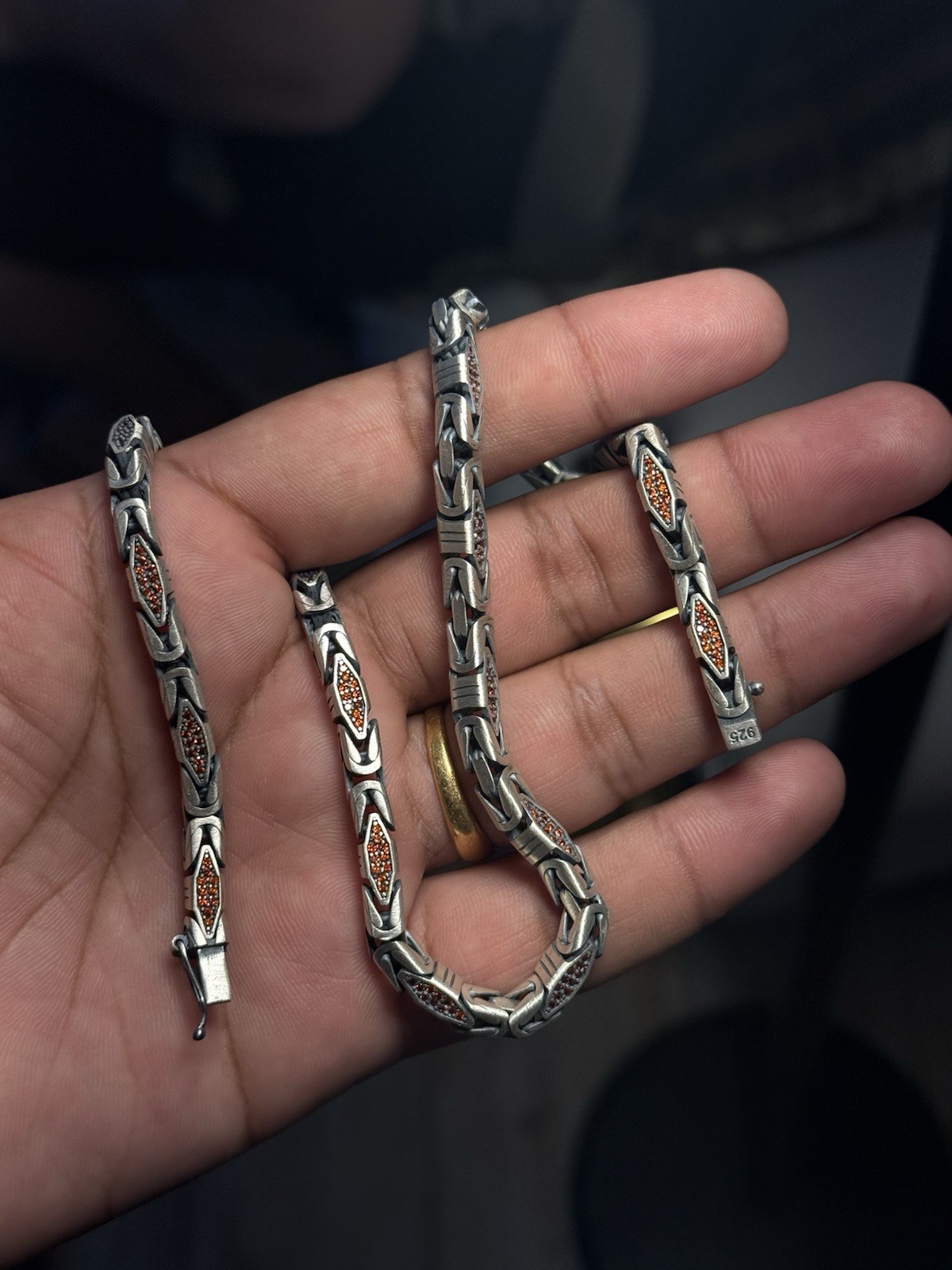 925 Sterling Silver Byzantine Chain Necklace 23.5” 5mm Handmade Black Oxidized