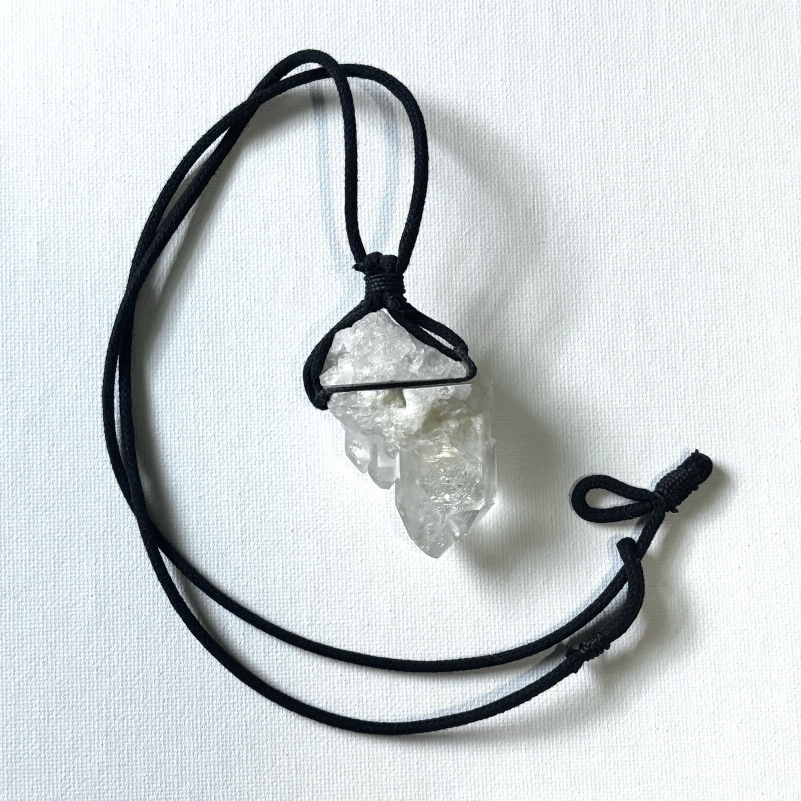 Clear Quartz Crystal Raw Point 2 1/8” White Natural Pendant Necklace 25” Cord