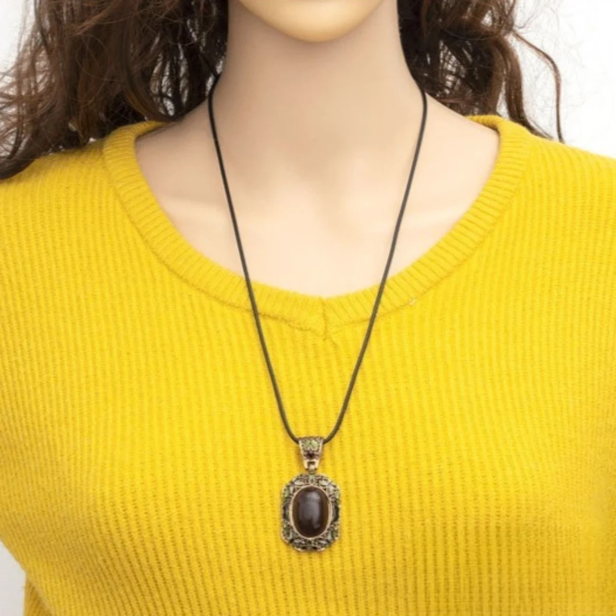 Black Woven Leather Necklace Cord Stainless Steel Lobster Clasp Unisex Chain
