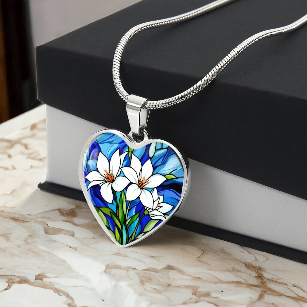 Lily Floral Necklace with Engraving