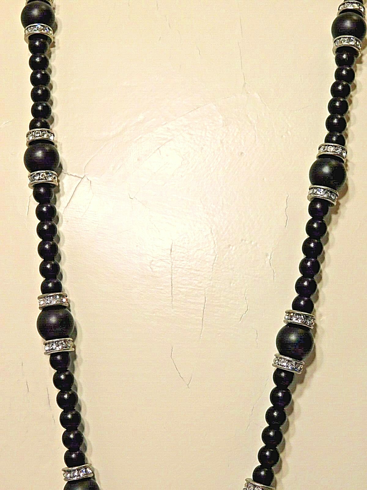 Beautiful Lia Sophia All-Black “TONI ANN” Necklace, 36-39″, Cut Crystals, NWOT