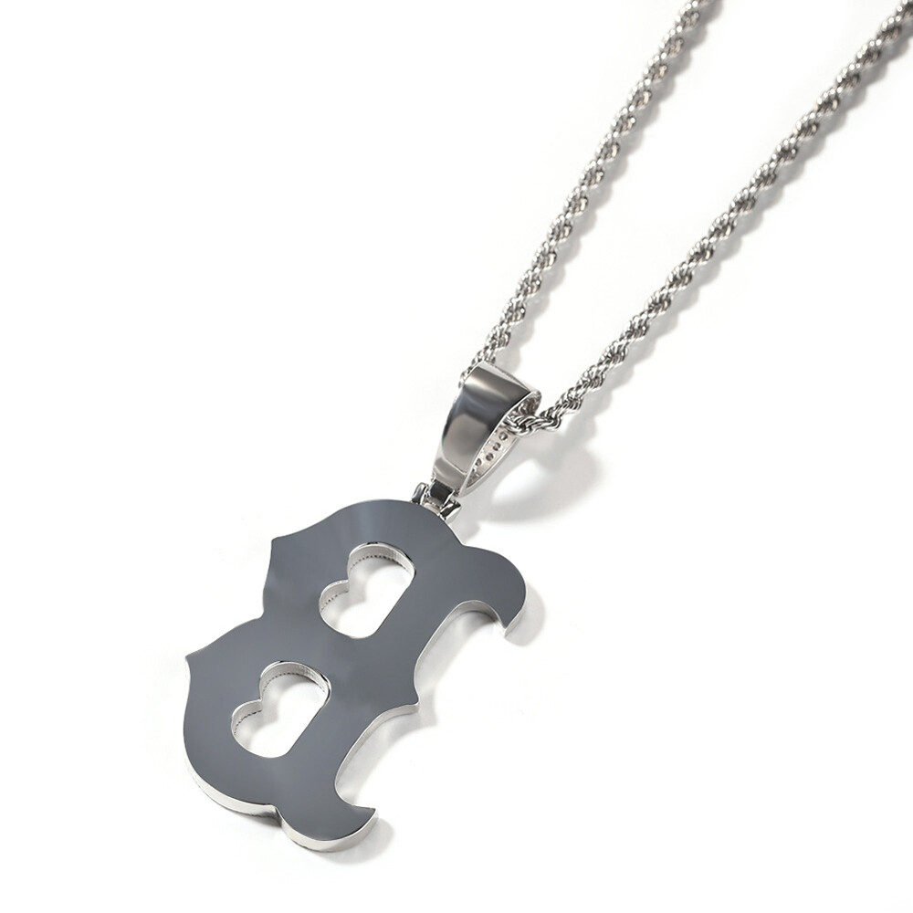 Hip Hop Pendant Necklace Bling ICED AAA+ CZ B Letter 18K Gold Silver Plated