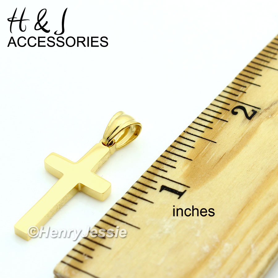 18″Stainless Steel 1.5mm Gold Plated Box Link Chain Simple Cross Pendant*P67