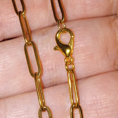 14k Gold Plated 19″ 20″ 22″ 24″ Paper Clip Chain Link Necklace Paperclip Charm