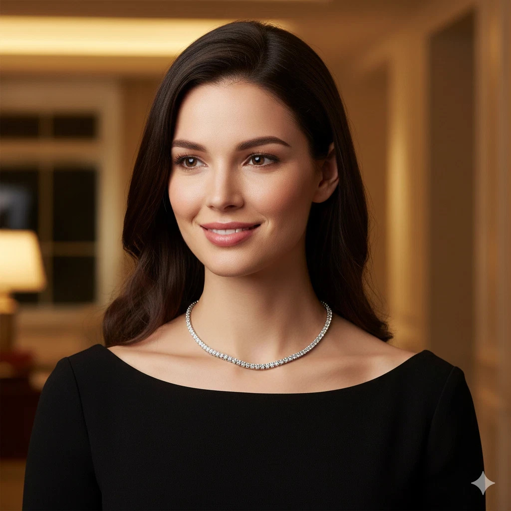RARE Certified 3mm White Diamond Tennis Necklace, 22 inches, Shipping FREE