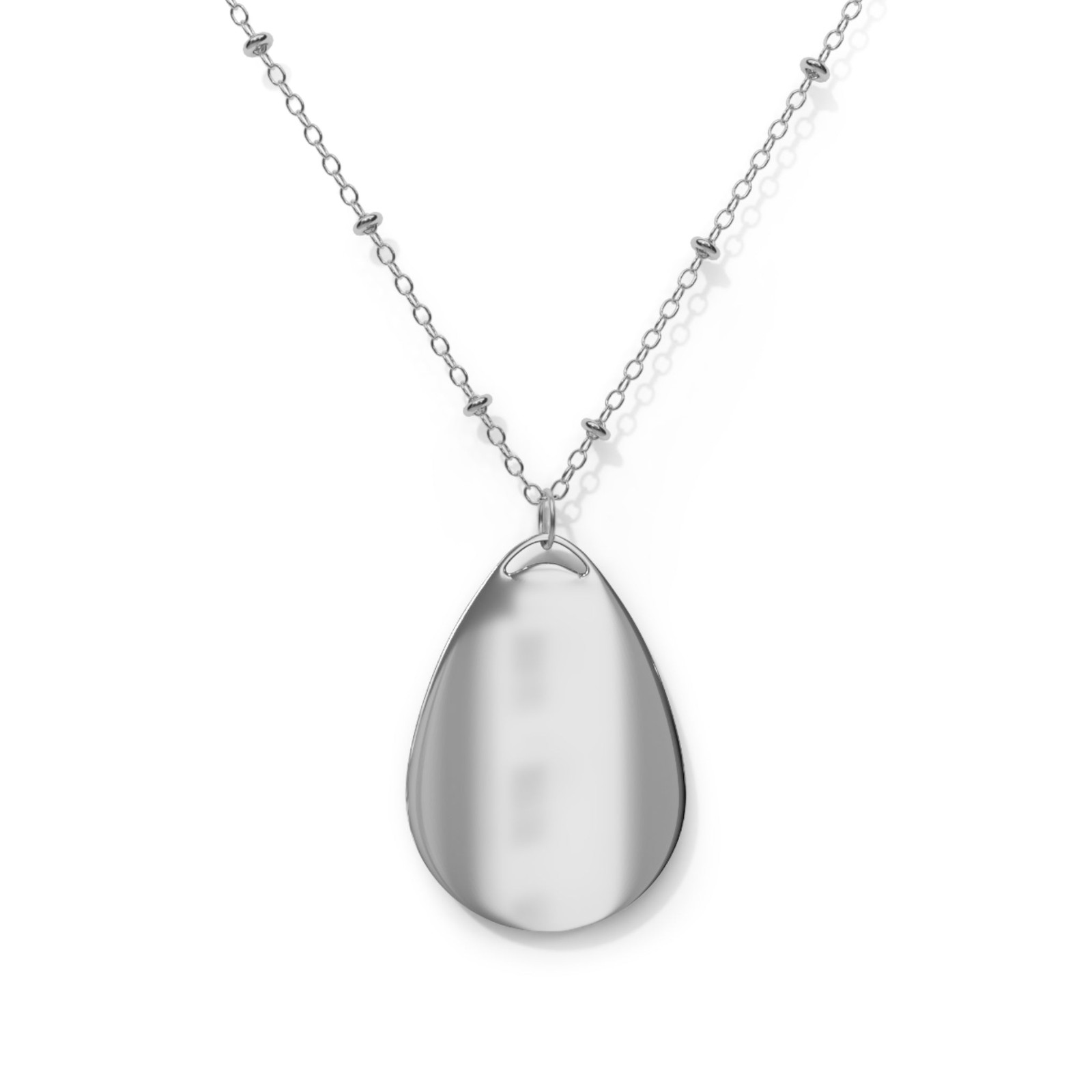 Ukraine Flag Oval Necklace – Zinc Alloy Pendant – One Size / Silver